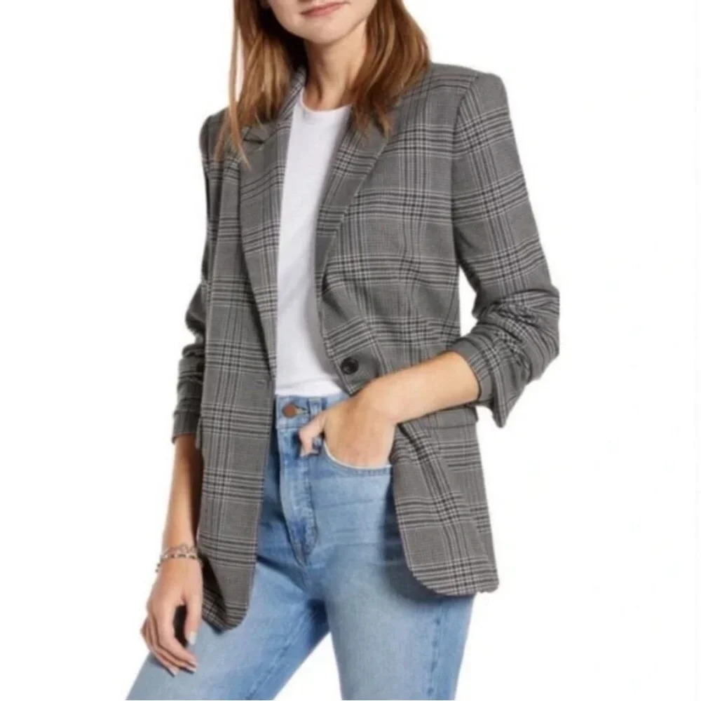 Revolve oversized Something Navy 1 button blazer preppy classic office